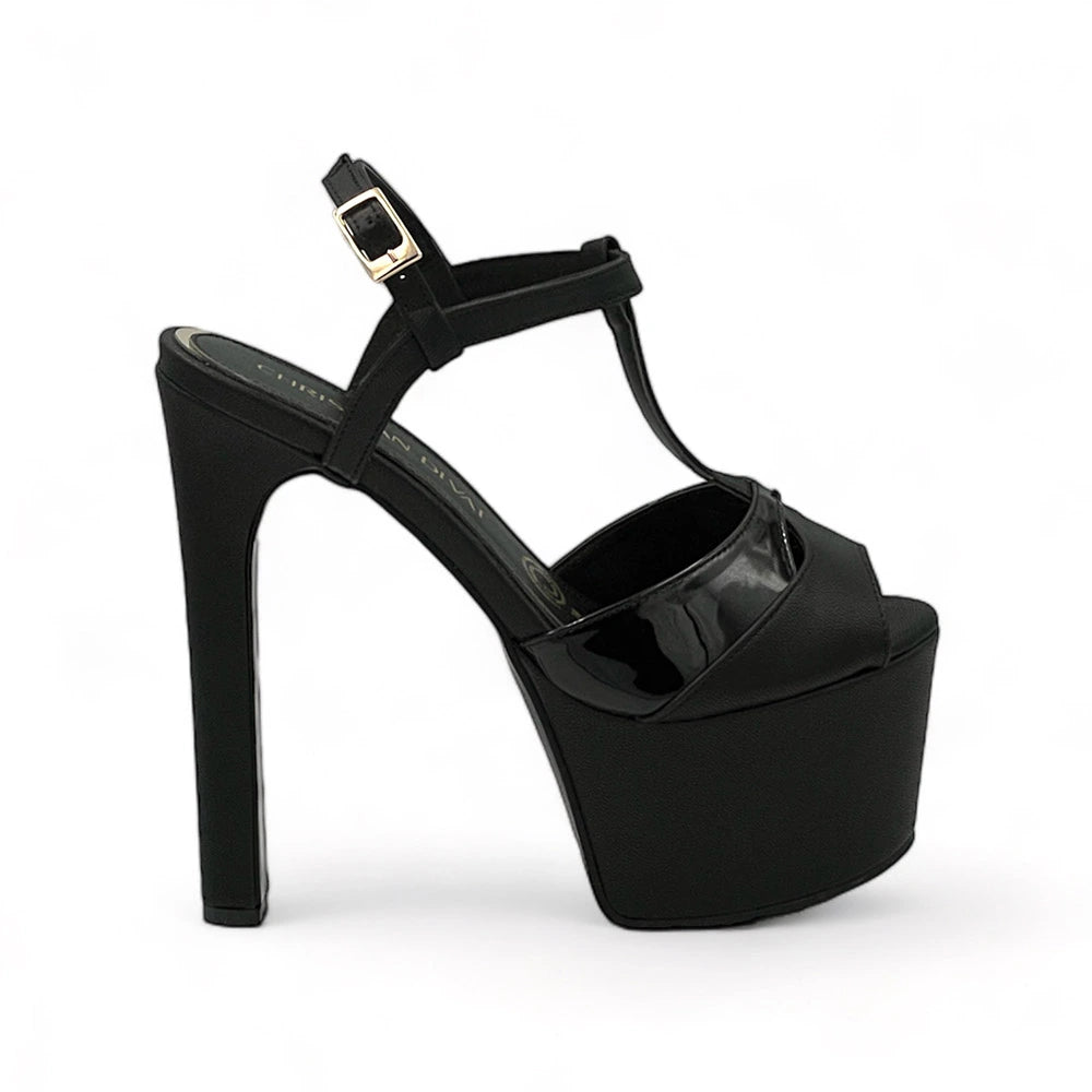 Plataforma para dama modelo 250 Negro lateral izquierda Christian Divat